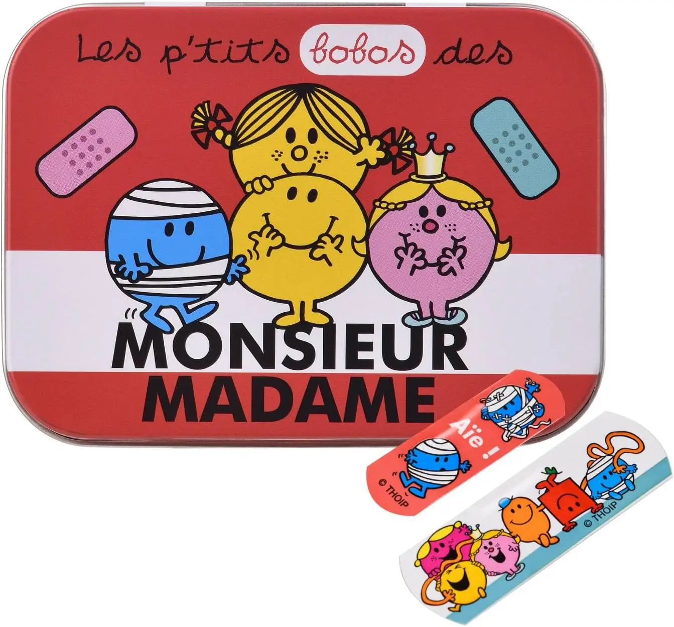 Mr. Men & Little Miss Flexible Plasters in Metal Tin Box, Waterproof & Breathable First Aid Plasters for Kids & Adults, Latex-Free, Hypoallergenic, Easy Removal & Skin-Friendly, Two Sizes, 24 Plasters