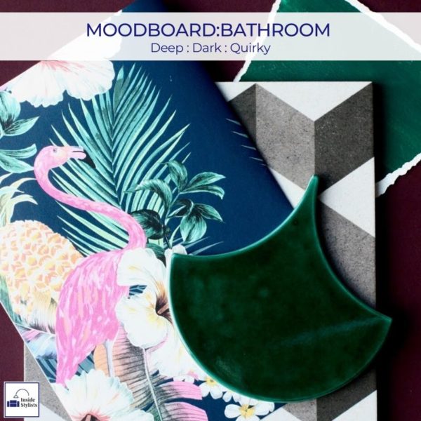 Green bathroom colour scheme mood board