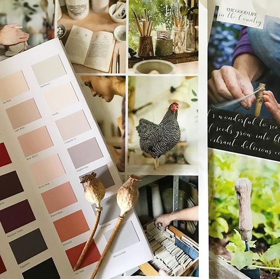 We love interior magazines! Interior lifestyle flatlay of pages of a magazine and a paint colour chart. 