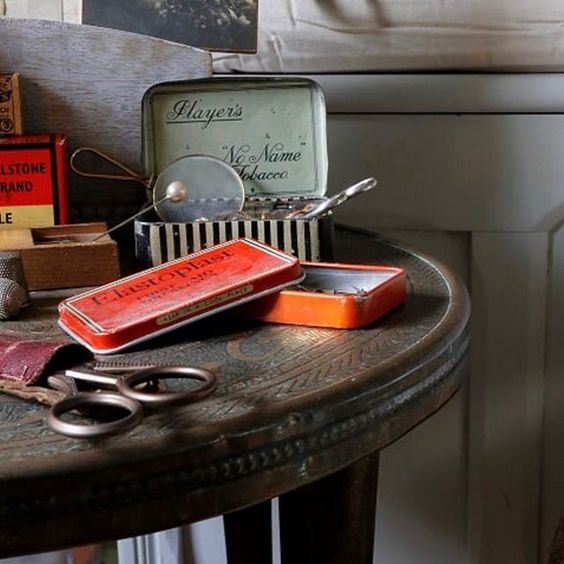 20 of the best vintage interiors in the UK. Vintage hair care items on a side table.