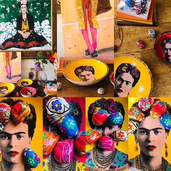 How to use colour in a room with colourful Frida Kahlo prints.