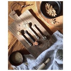 The secret styling tip for adding personality to your home that you need to know! Lifestyle flat lay of some wooden spoons on a chopping board and spices