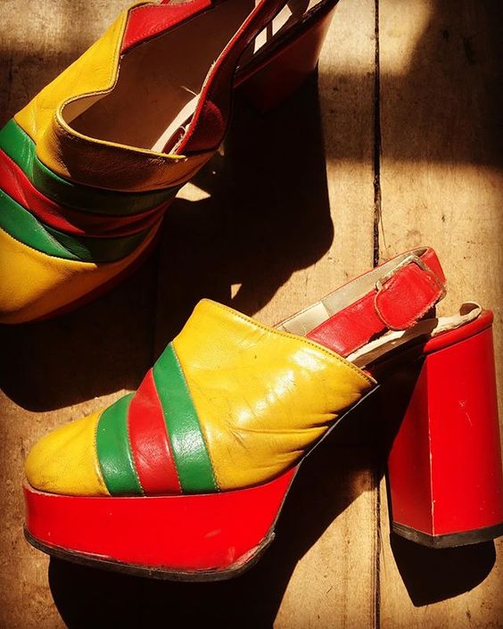 How to use colour in a room with colourful vintage 70s platform shoes