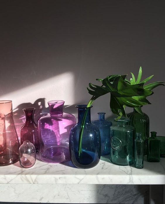 How to create a vignette - styling with glass objects in the home.