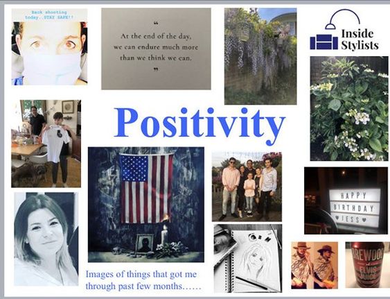 How to stay positive online in 2020. Collage of positive images