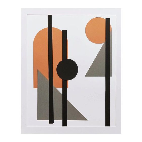 19 creative ways to use paper. Geometric modern art in muted grey and orange colours