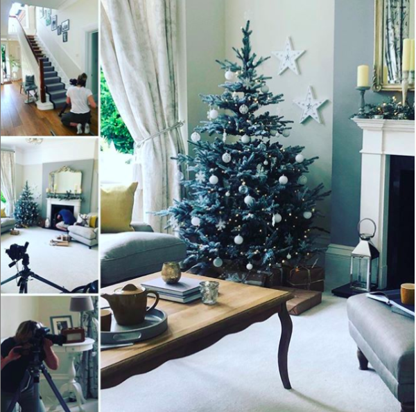 Behind the scenes shots of a Christmas interior styling photoshoot