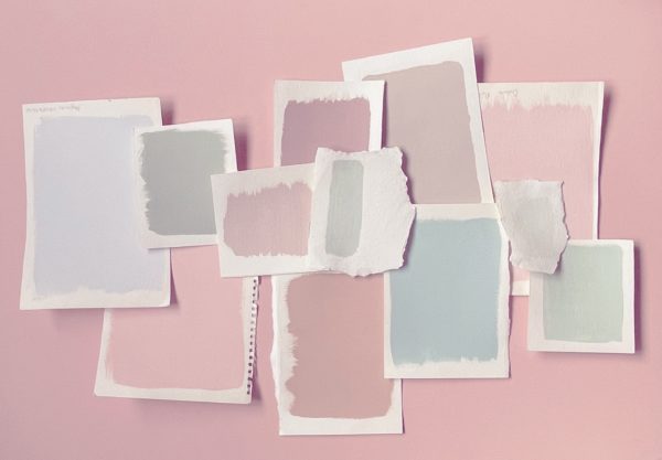 Selection of pastel paints for room decoraing when painting a room
