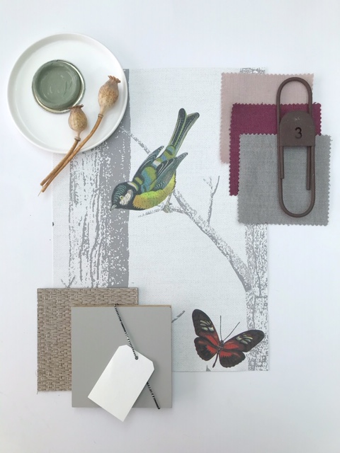 Nature inspiring moodboard for an office room or living room 