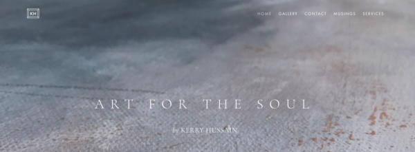 Grey textured background advertising Kerry Hussain's Art for the Soul