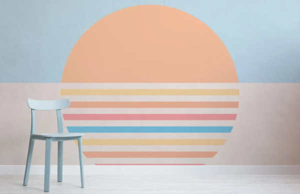 70's Pastel Colour Sun Retro Wallpaper Mural _ Hovia UK