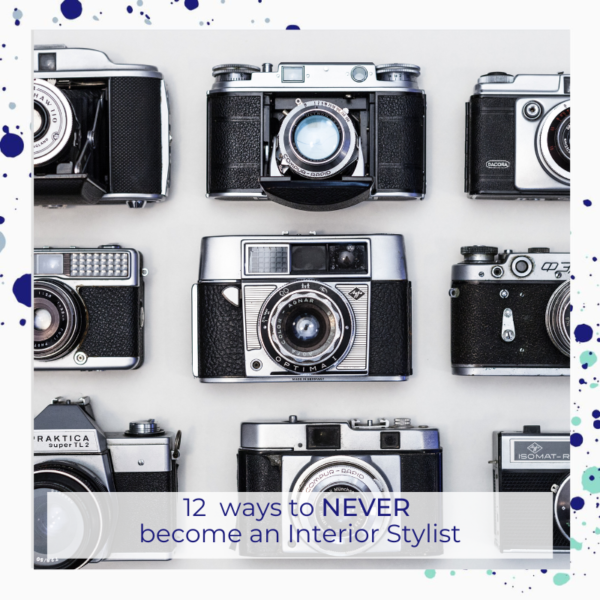 nine vintage cameras used by professional photographers with an interior stylist