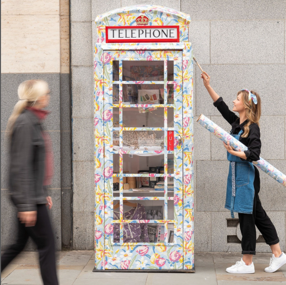 Tulip wallpaper on London Telephone box 