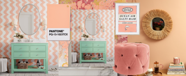 A montage of Pantones Colour of the Year 2024 Peach Fuzz