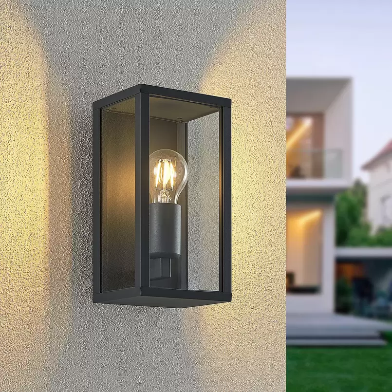 Outdoor light with glass and traditional lightbulb