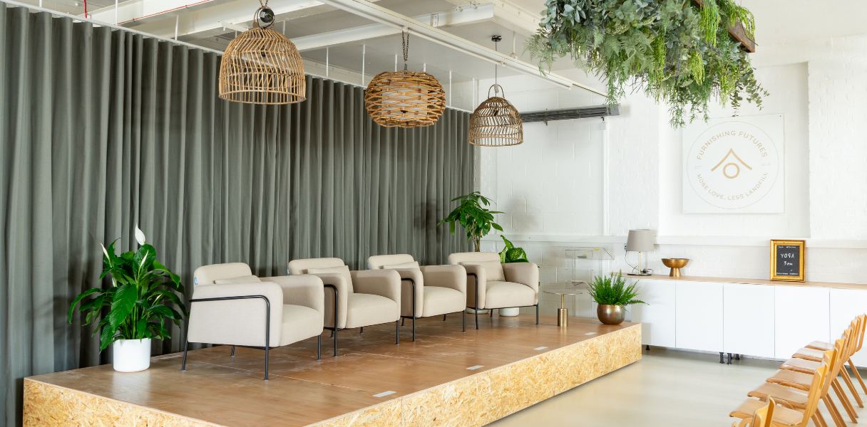 The Atrium at furnishing Futures with Emily Wheeler. What a charity. 