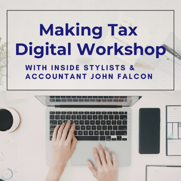 Image of a laptop with a woman typing - probably getting ready to make tax digital