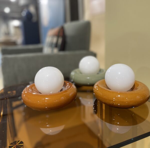 Cute lamps that look like UFO's at the John Lewis Press Launch