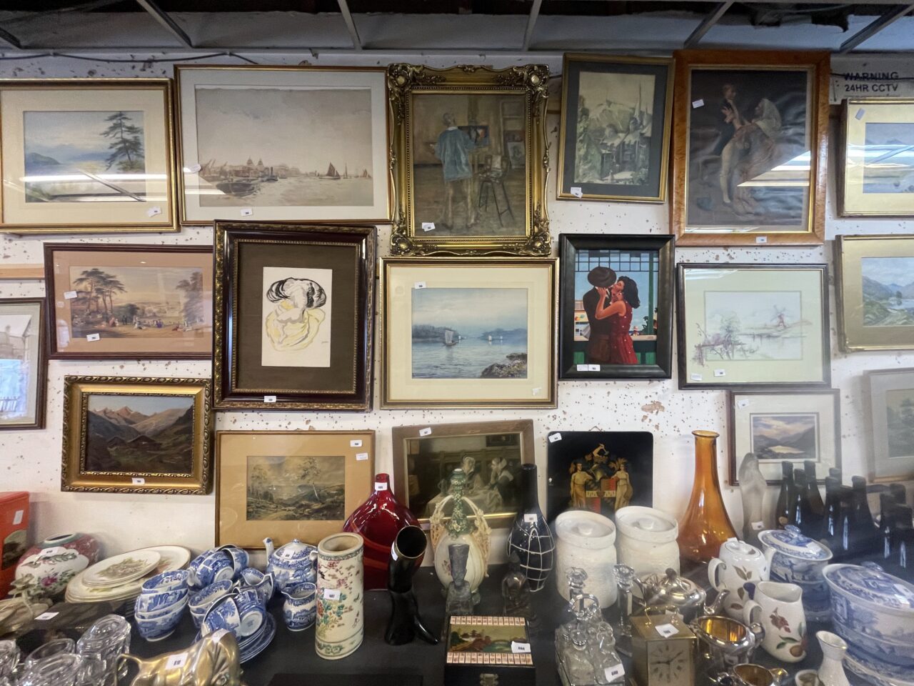View of an auction house wall ready for sale