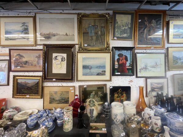 View of an auction house wall ready for sale