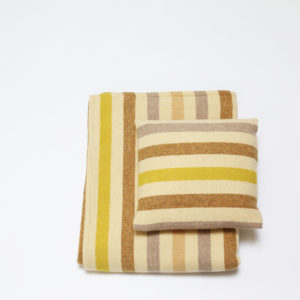 Pure Wool Multi Stripe Sand Throw and Cushion 