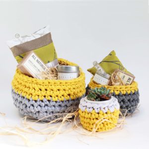 Hand Crocheted Storage Basket 