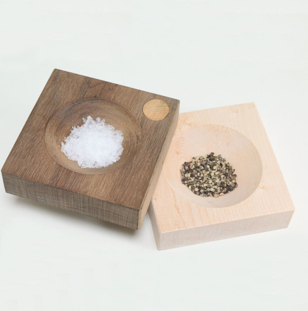 Ash and Walnut Salt and Pepper Box